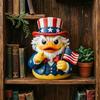 Patriotic Duck Figurine Funny Uncle Duck Statue with American Flag And Top Hat Collectible 4th of July Decoration for Independence Day Home Decor