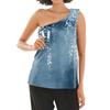 Women Post Shoulder Surgery Shirt Sleeveless Floral Print Top One Shoulder Snap Button Opening Medical Recovery Blouse