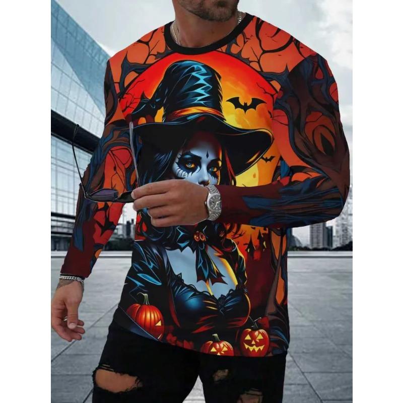 Men's Autumn 3D Printed Crew Neck Long Sleeve T-Shirt