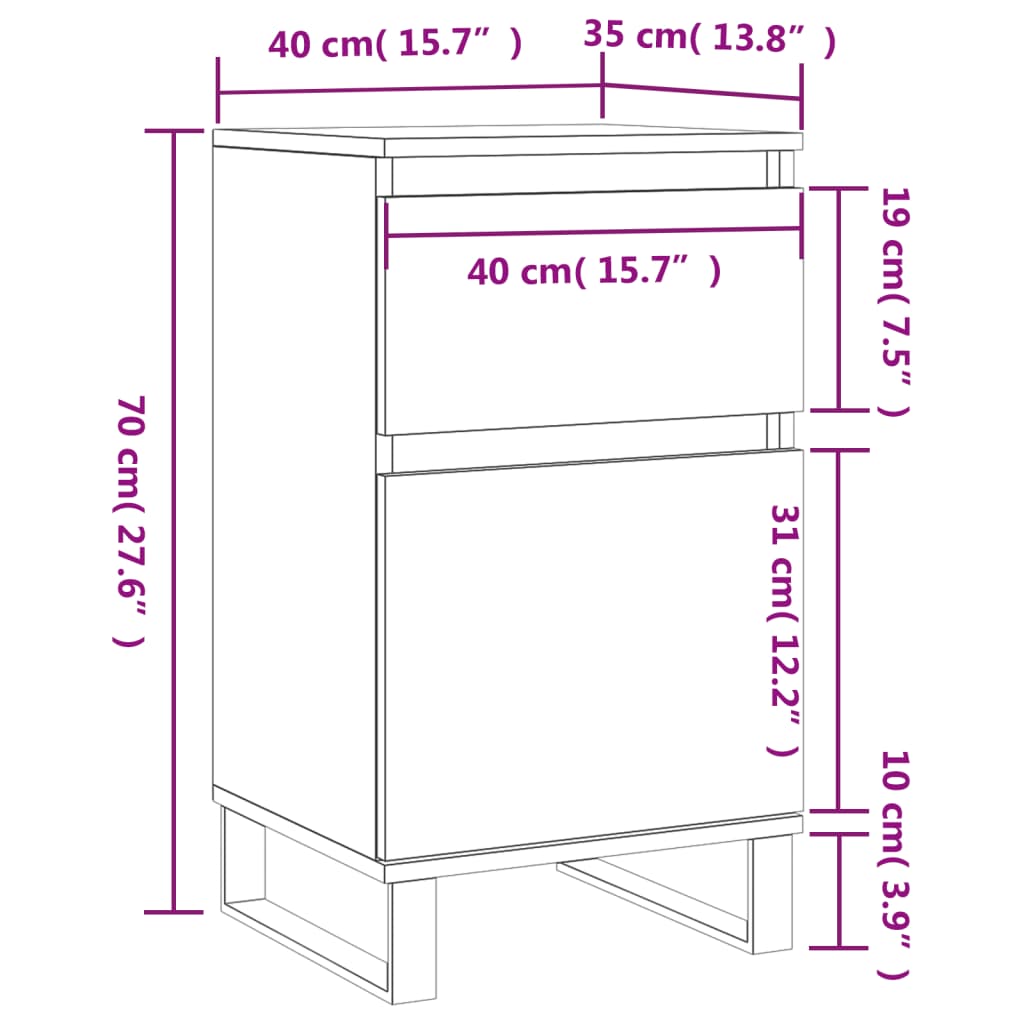 Sideboards 2 Pcs Smoked Oak 40 X 35 X 70 Cm Engineered Wood