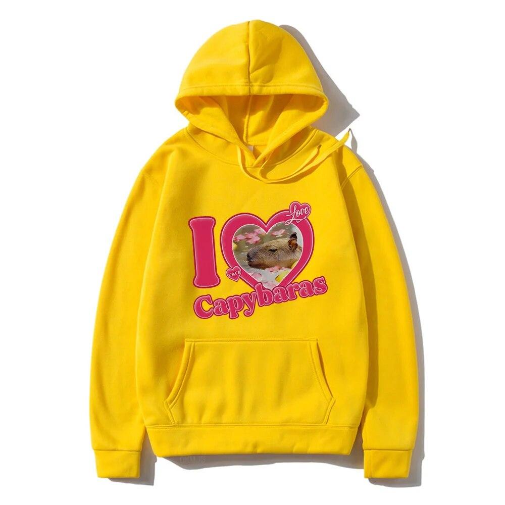 

Толстовка с капюшоном I LOVE CAPYBARAS для женщин, унисекс, осень-зима, уличная одежда, хип-хоп, унисекс, повседневная мода, забавные толстовки с капюшоном Capybara XL