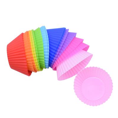 12 Piezas Molde de Silicona para Pastel Redondo Moldes para Magdalenas Cupcakes para Hornear Reutilizables Herramientas de Decoración de Pasteles DIY Decoraciones para Bodas Fiestas de Cumpleaños