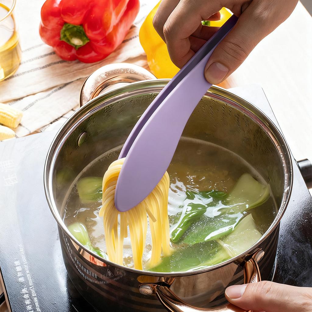 Leaf Silicone Food Tongs Non-Slip Heat Resistant for BBQ Steak Bread Kitchen Cooking