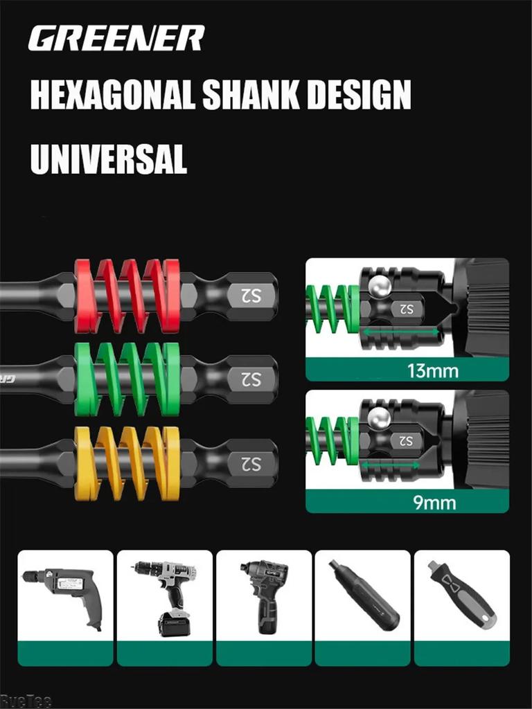 Serrated Non-slip Electric Screwdriver Spring-loaded Buffer Crosshairs Battery Screwdrivers with Rainbow Plug-in Card Tool Parts