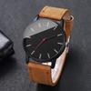2PCS/Set Men Business Watches Fashion Ultra-thin Dial Leather Band Quartz Watch Simple Clock for Men Reloj Hombre