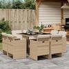 VidaXL Garden Dining Set and Cushions 9 Pcs Beige Poly Rattan 3277785