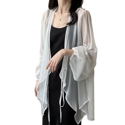 Damen Sommer Dünne Französisch Tops Lose Strickjacke Schal Sonne Jacke