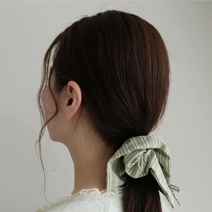 Pillow Square Scrunchie (matcha Stripe)