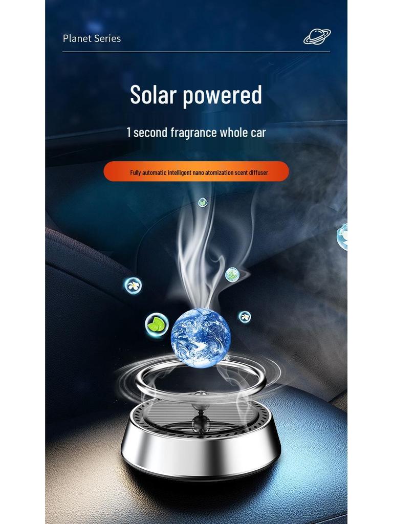 Solar Aromatherapy Planet Console Car Ornament with Long-Lasting Fragrance