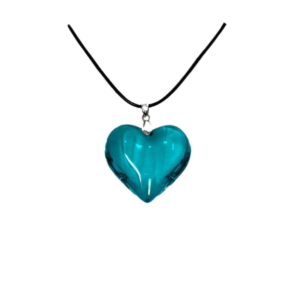 Heartshaped Alloy Pendant Necklace With Leather Chain For Romantic Gift