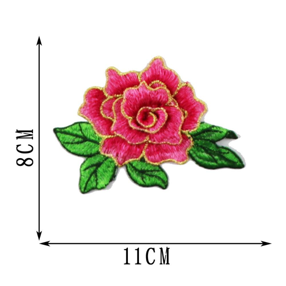 

Elegant Polyester Fiber Embroidery Flower Patch DIY Handmade 11*8CM Sew On Patch Clothing Accessories Floral Patches Dress рожевий червоний колір