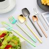 Hangable 5-Piece Tableware Set, Stainless Steel Cutlery Set Dining Utensils Kitchen Dinnerware Set Include Knife/Fork/Spoon/Coffee Spoon