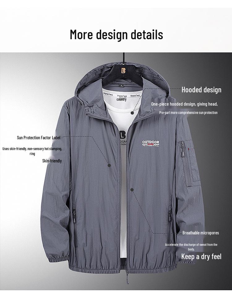 Men's Summer Waterproof Multi-Pocket Outdoor Sports Jacket