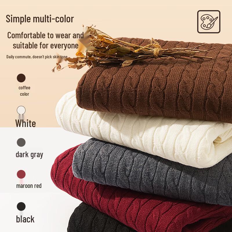 GENIOLAMODE Men's Thick Cable Knit Crew Neck Sweater