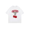 Oversized T Shirt Black Cherries Print With Red Text And Leopard Bow Summer Casual Wear