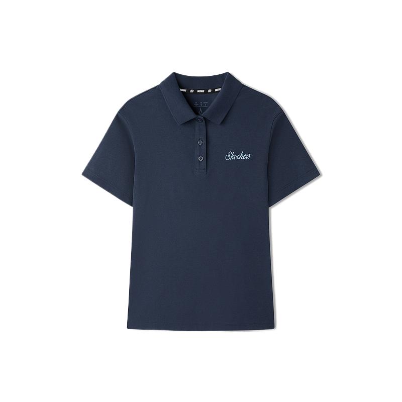 Skechers Solid Color Breathable Moisture-Wicking Pullover Polo Shirt Women tops L226W122-002Z M