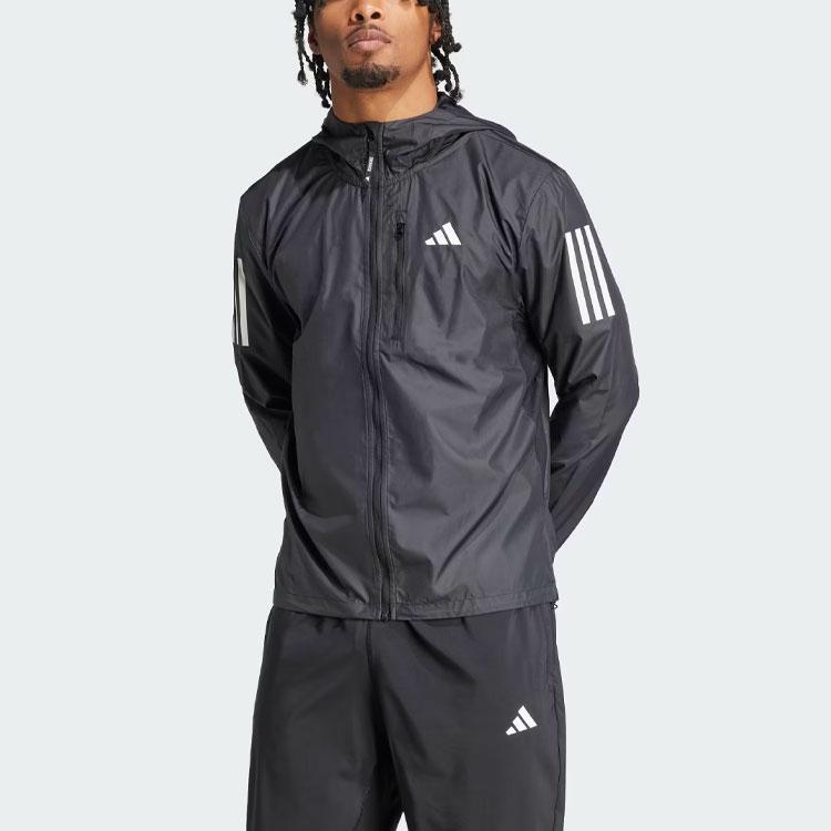 Adidas Own The Run Hooded Long Sleeve Jacket Men Outerwear Black IN1483