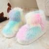 Fashion Gradient Color Faux Fur Snow Boots for Women Thick Sole Long Plush Warm Winter Boots Woman Fashion Fluffy Platform Ankle Booties