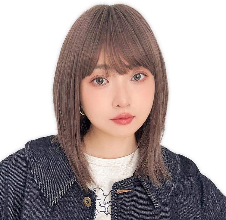 

Wig Medium Bob Layer Natural Full Wig [Bright Lala] Semi-Long Women s hf1964-MA