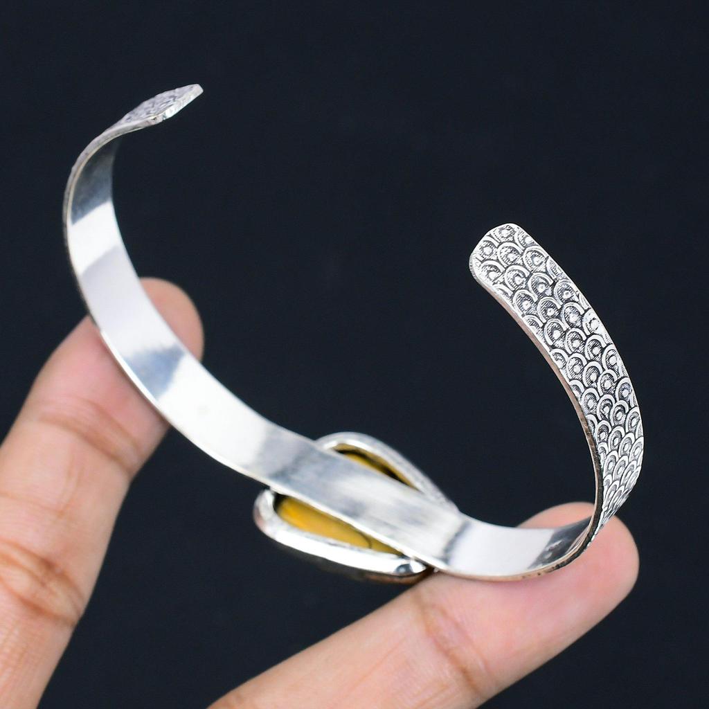 Gift For Women Bangle Adjustable 925 Sterling Silver Natural Mookaite Gemstone