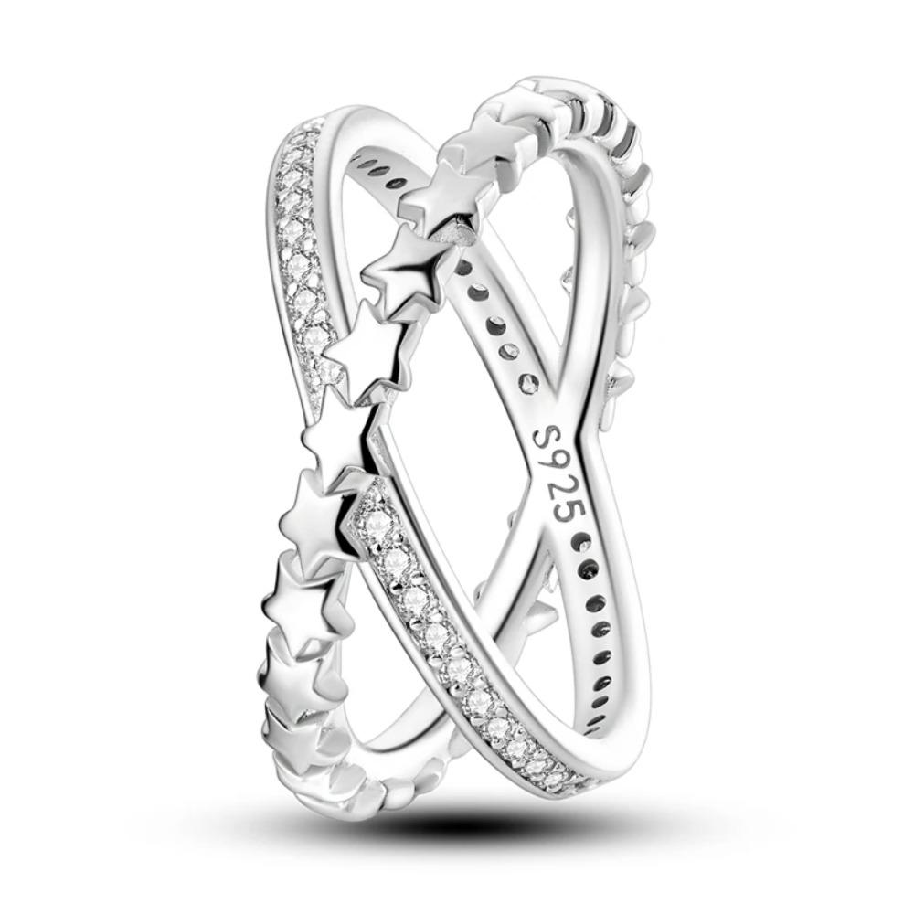 925 Silver Shine Zircon Ring Original Stone Multi Layer Wide Rings For Women Fine Jewelry Wedding Party Gift