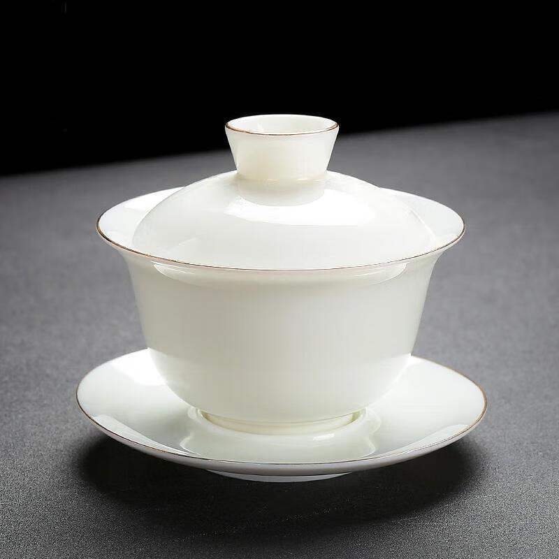 HANDUNYOU Gilded Ceramic Gaiwan Tea Bowl