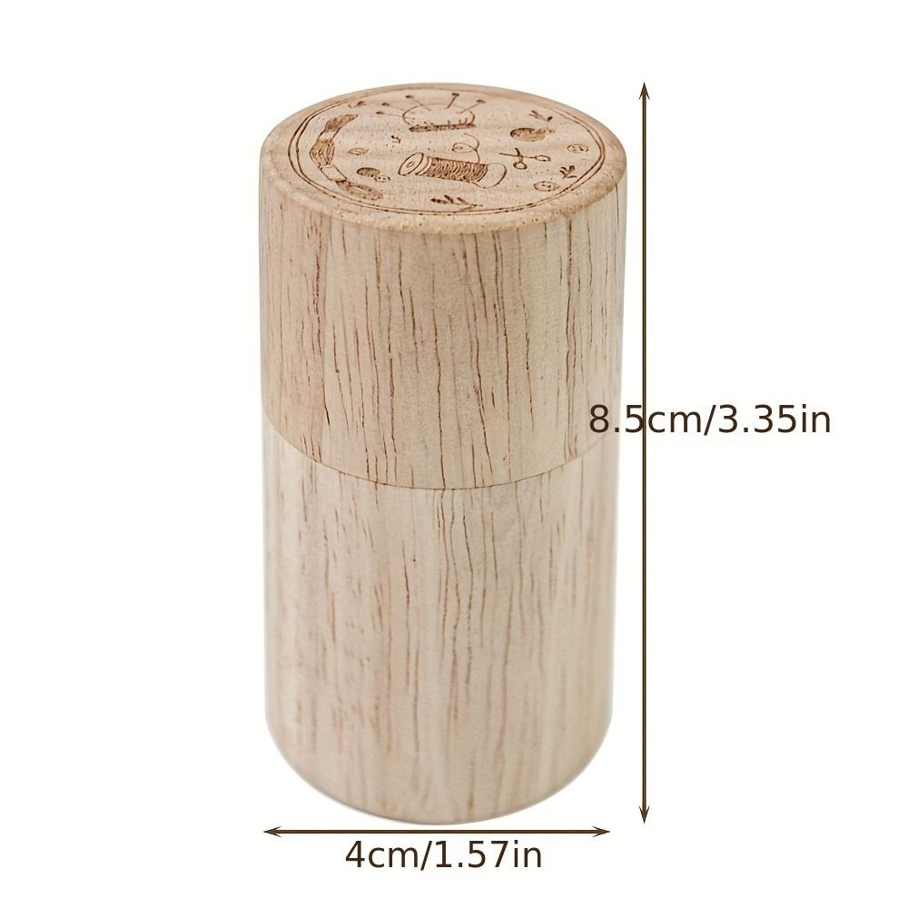 Vintage-Inspired Wooden Sewing Needle Organizer - Compact Cylinder Storage For Hand Sewing & Knitting Supplies
