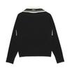 MALBON GOLF Women'S Layered Zip-Up Collared Knit Top Black (Woman)