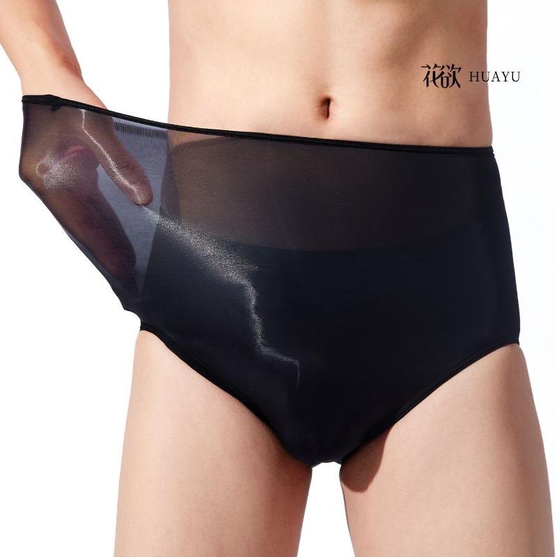 Oil Shiny Underwear For Men Sexy Transparent Smooth Underpants Ultra Thin Briefs Panties 5D Stocking Knicker Gay Erotic Lingerie