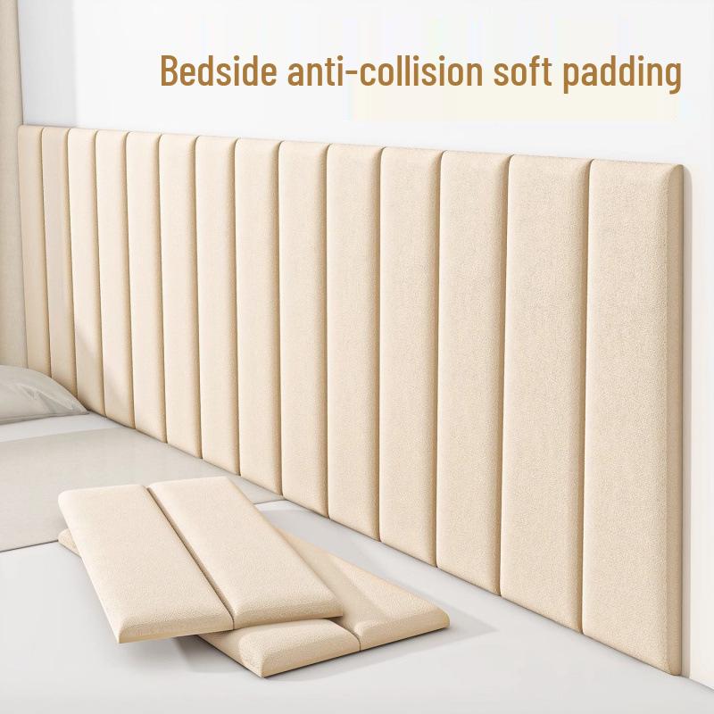Tatami Padded Headboard: Soft, Anti-collision, Self-adhesive, Waterproof Wallpaper for Children's Room Wall.