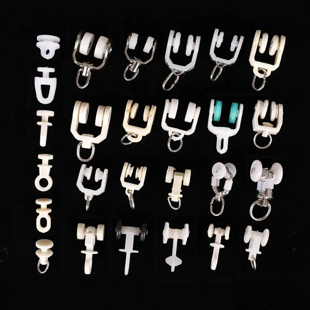 10Pcs Curtain Wheels Rail Straight Curved Track Rollers Curtain Rod Pulley Curtain Track Accessories Furniture Hardware C2