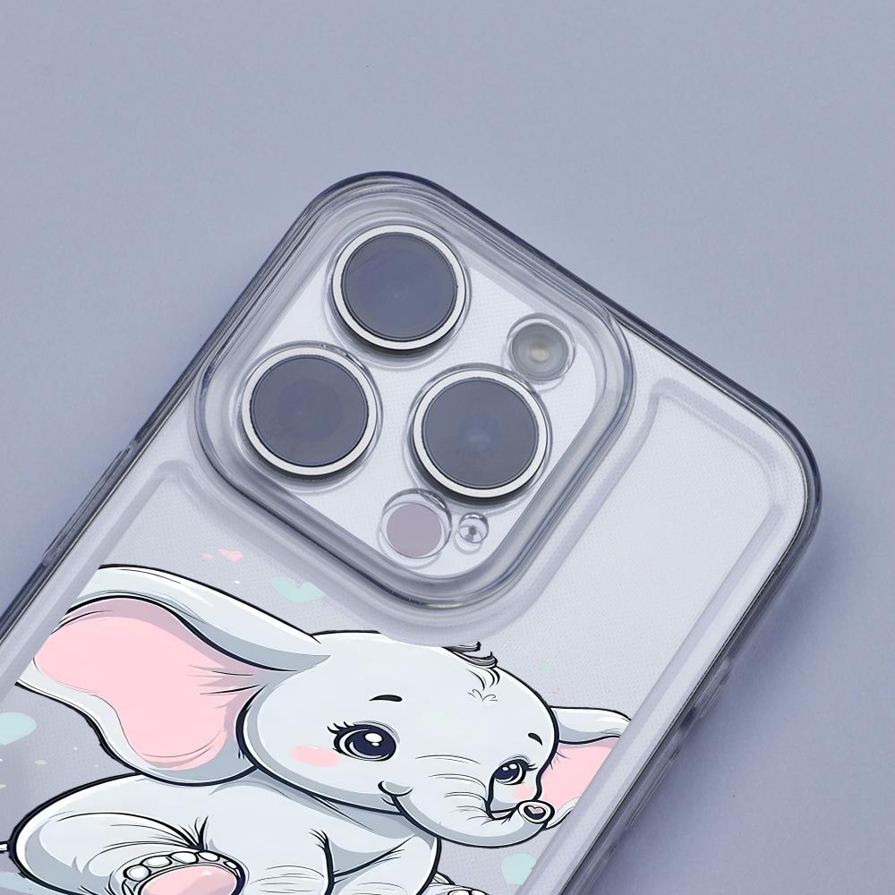 Transparent TPU Phone Case with Elephant Pattern Suitable for iPhone 17 16 15 14 13 12 11 Pro/Max/Plus Anti Drop and Shockproof