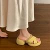 Fashion Shoes Slippers Women Summer Platform Pantofle Slides Square Heel Soft 2025 Block House Slippers Platform Shoes Slides Slipers Wo