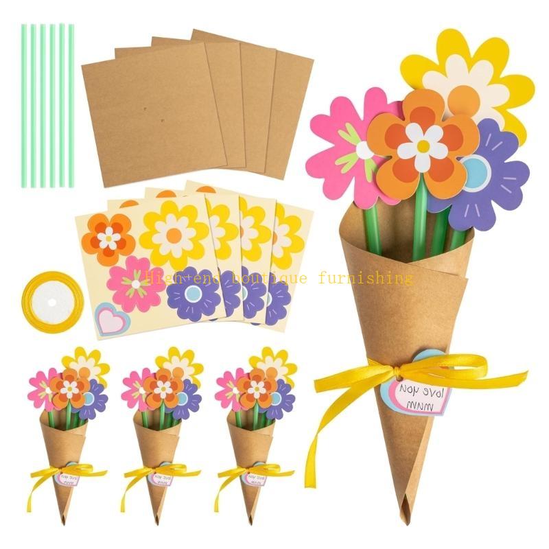 24pcs Mothers Day Flower Bouquets Craft Kits for Kids Christmas Birthday Card