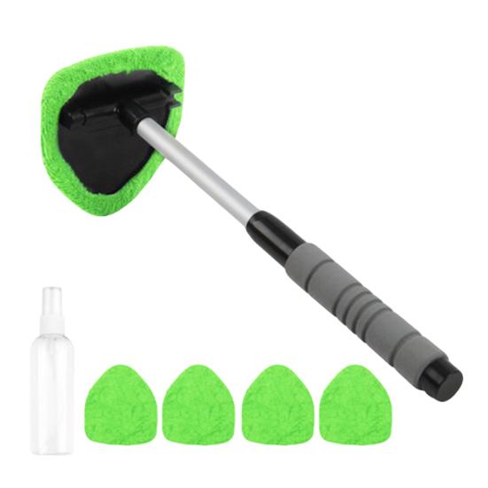 Cleaning Brush with Telescopic Handle 26-41cm Multi-Functional Microfiber Car Window Cleaner for Defrosting Defogging Soft Lint-Free Head Non-Slip
