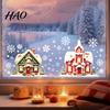 Christmas Window Clings Cabin Static Glass Stickers, PVC Snow House Windows Decals for Holiday Home Wall Stickers Decor, Reusable Waterproof Seasonal