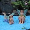 Seasonal Display Miniatures 2Pcs/Set Boy And Girl Fairy Statues Resin Miniature Figurines Ornaments Cute Mini Figures for Garden Potted Plant,