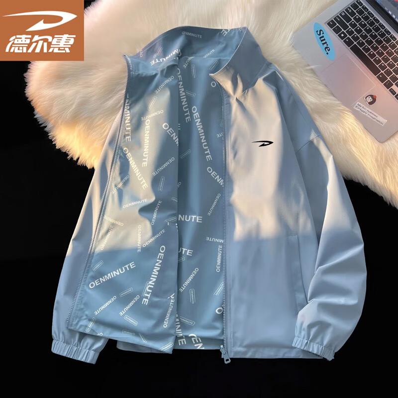 

Deerhui Men s Reversible Stand Collar Casual Jacket S