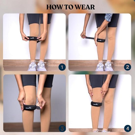 Wonder Care Verstellbare Patella-Kniebandage mit Silikoneinsatz & Rutschfestem Gummi für Knieschmerzen, Patellasehnenband Männer Frauen (1,Schwarz)