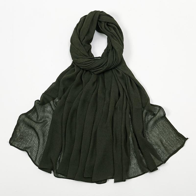 Crinkle Muslim Women Hijab Wrinkle Rayon Headscarf Solid Color Women's Turban Plain Viscose Cotton Musulman Femme Shawl Ramanda