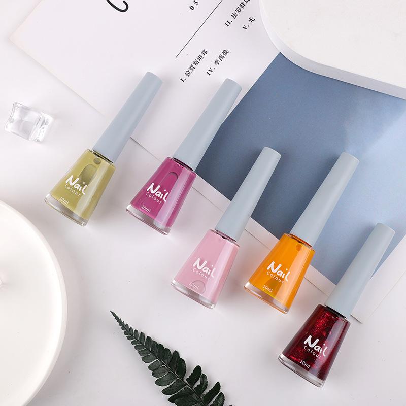 Oil-based Nail Polish Non-peeling Non-bake Fast-drying Lasting Nude Color Transparent Nail Salon Full Set of Nail Polish