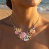 Dopamin Seestern Muschel Koralle Diamantbesetzte Halskette Strandurlaub Stil Accessoire Damen Mode Trend Geschenk
