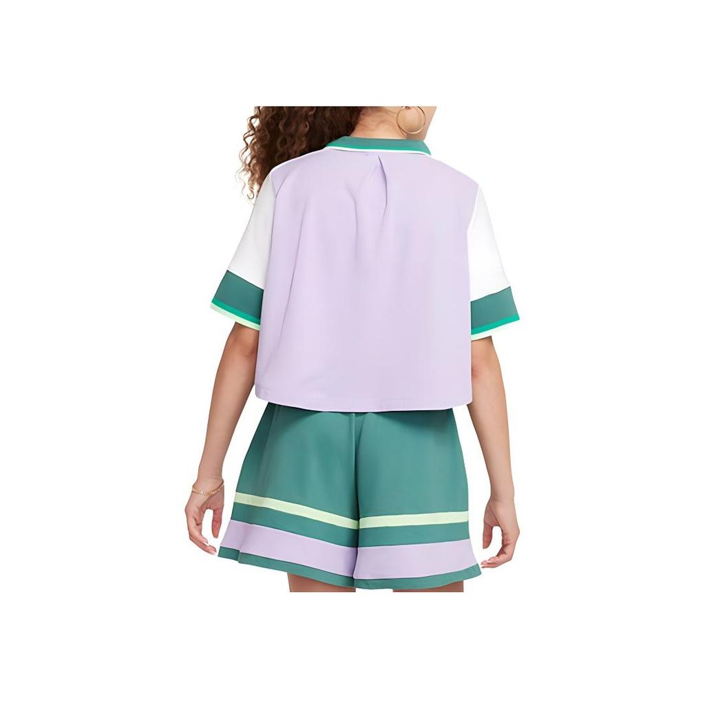 Nike Sportswear Color Block Soft Comfortable Casual Short Sleeve T-Shirt Kids Tops Hydrangea-Purple White FV0188515
