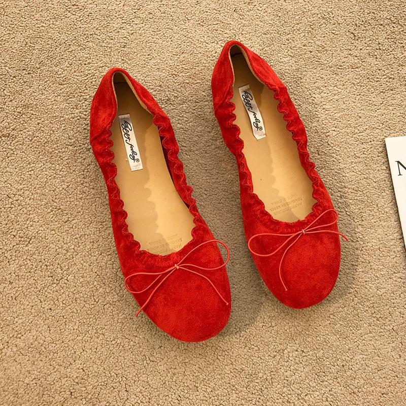 

Модная обувь Неглубокие женские балетки Слипоны Мягкая повседневная женская обувь с бантом-бабочкой Модные женские туфли-балетки с круглым носком леди 35 красный