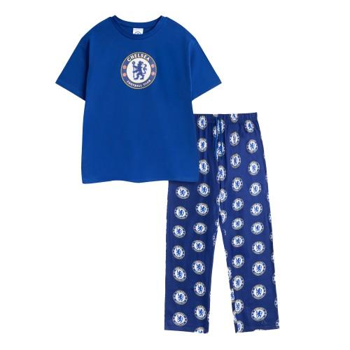 Chelsea FC Men's Crest Short-Sleeved Long Pyjama Set