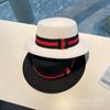 European and American Casual Fashion Autumn and Winter Top Hat Black and Red Accessories Classic Flat-top Felt Hat High-end Temperament Jazz Top Hat