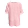 Women's Solid Color V-neck Loose Short Sleeved Pleated T-shirt Top