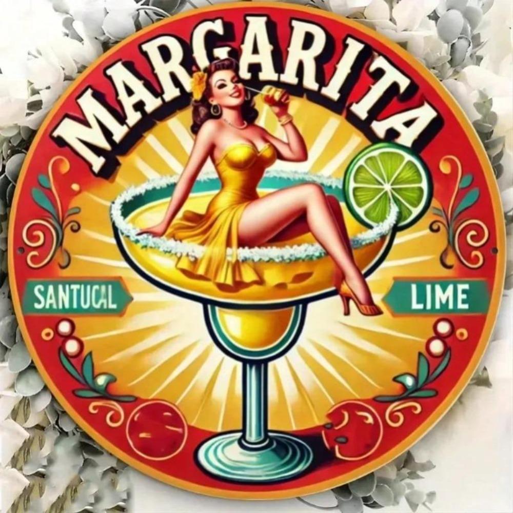 Vintage kovové nástěnné umění Margarita Koktejl Znamení Retro Domácí Bar Kavárna Dekorace Garáž Zadní dvorek