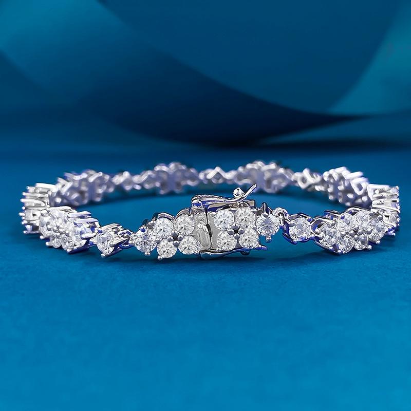 Luoxi Temple Jewelry 2024: Classic 925 Silver Full Diamond White Bracelet
