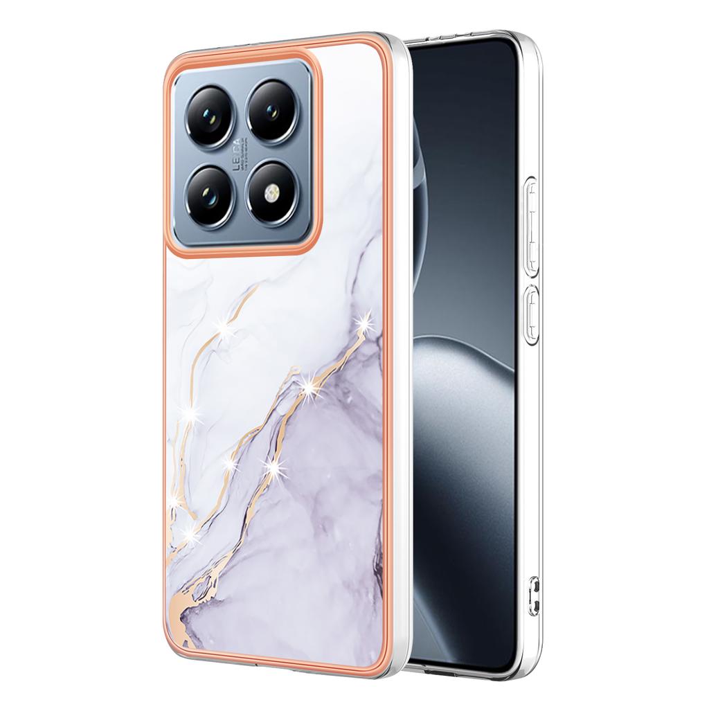 For Xiaomi 14T TPU Case with IMD Marble Pattern Electroplated Back Cover